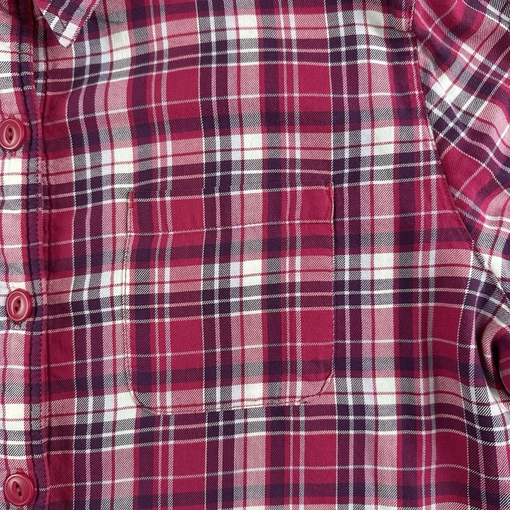 L.L. Bean Women's Pink Plaid Fleece Lined Size Medium Shirt Jacket Shacket‎